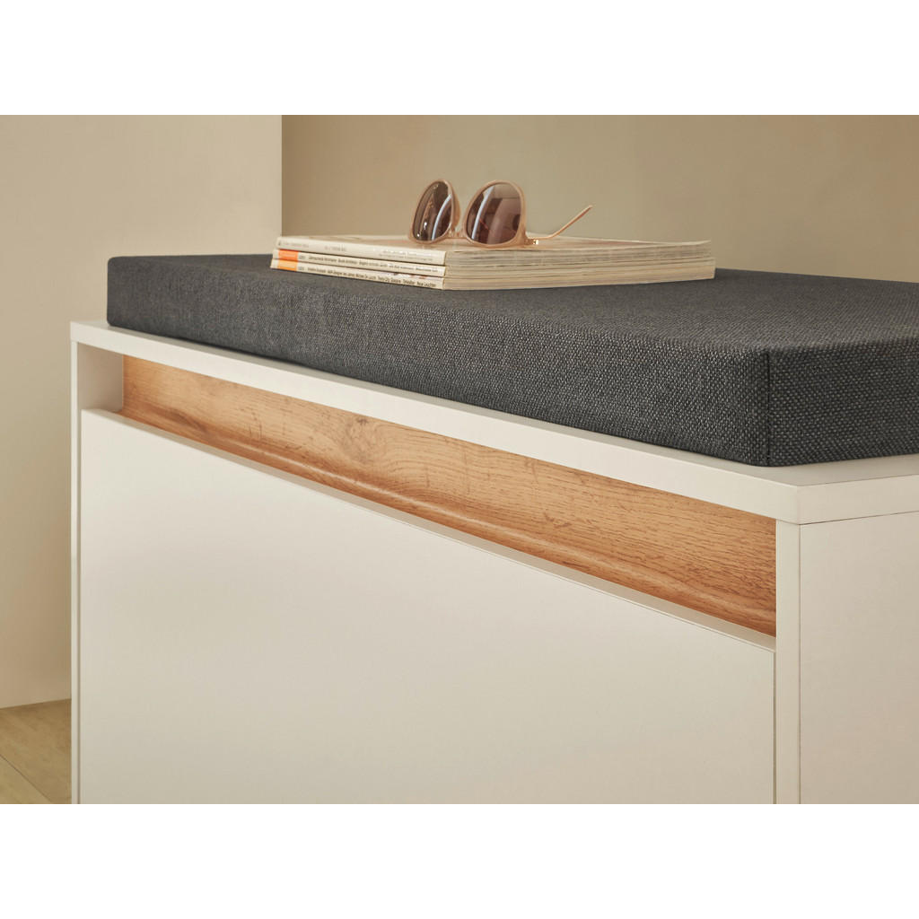 Thumbnail - Furn.Design Garderobenbank, Weiß, Eiche Wotan, Holzwerkstoff, Nachbildung,Eiche, Uni, 1-Sitzer, 2 Fächer, 100x45x40 cm, ...