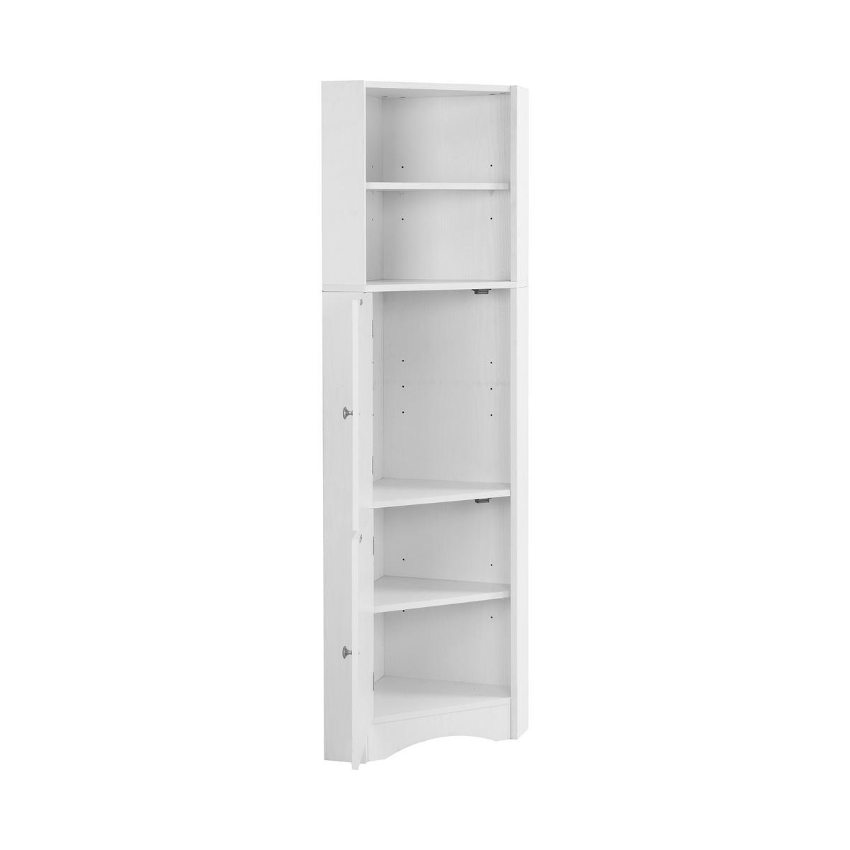 BUFFET Mehrzweck-Aufbewahrungsschrank Dreiecksdesign offene Fächer kippsicher wasserdicht modern - Weiß, Holzwerkstoff (36.5/155/36.5cm) - EVRYAE