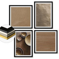 WANDBILDER 4er-Set - 50x50 cm & 40x60 cm Schwarzer Rahmen - Moderne Steinstrukturen - Schwarz, Kunststoff (50/50cm) - ArtPrintCave