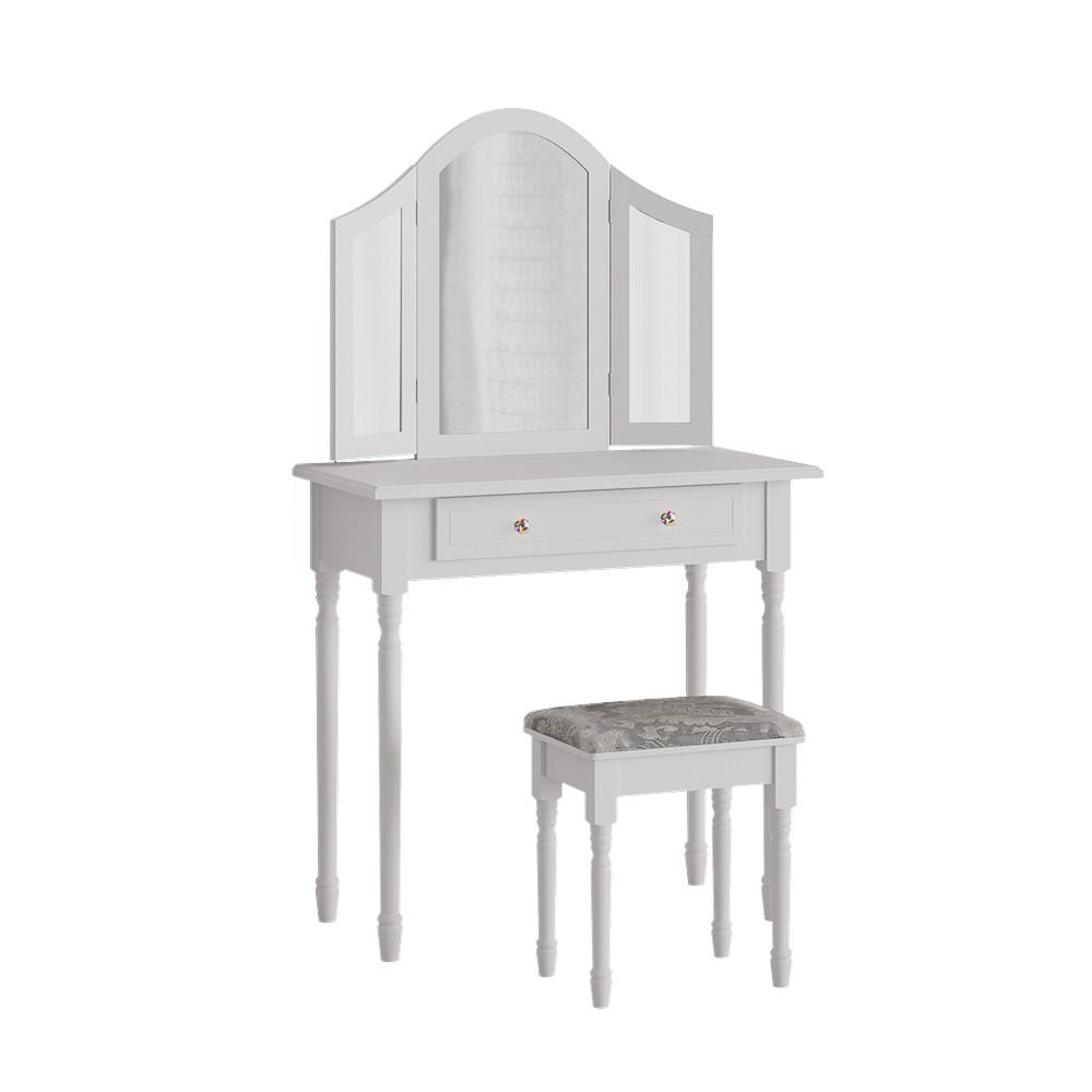 SCHMINKTISCH Kate Weiß 80 cm mit Hocker - Weiß, Holzwerkstoff (80/133.5/40cm) - Vicco
