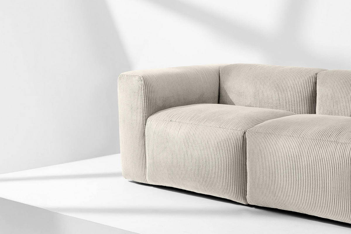2-SITZER-MODULSOFA BUFFO mit extrem weicher und bequemer Sitzfläche, Kordstoff, cremefarben - Creme, Textil (210/73/96cm) - KONSIMO®