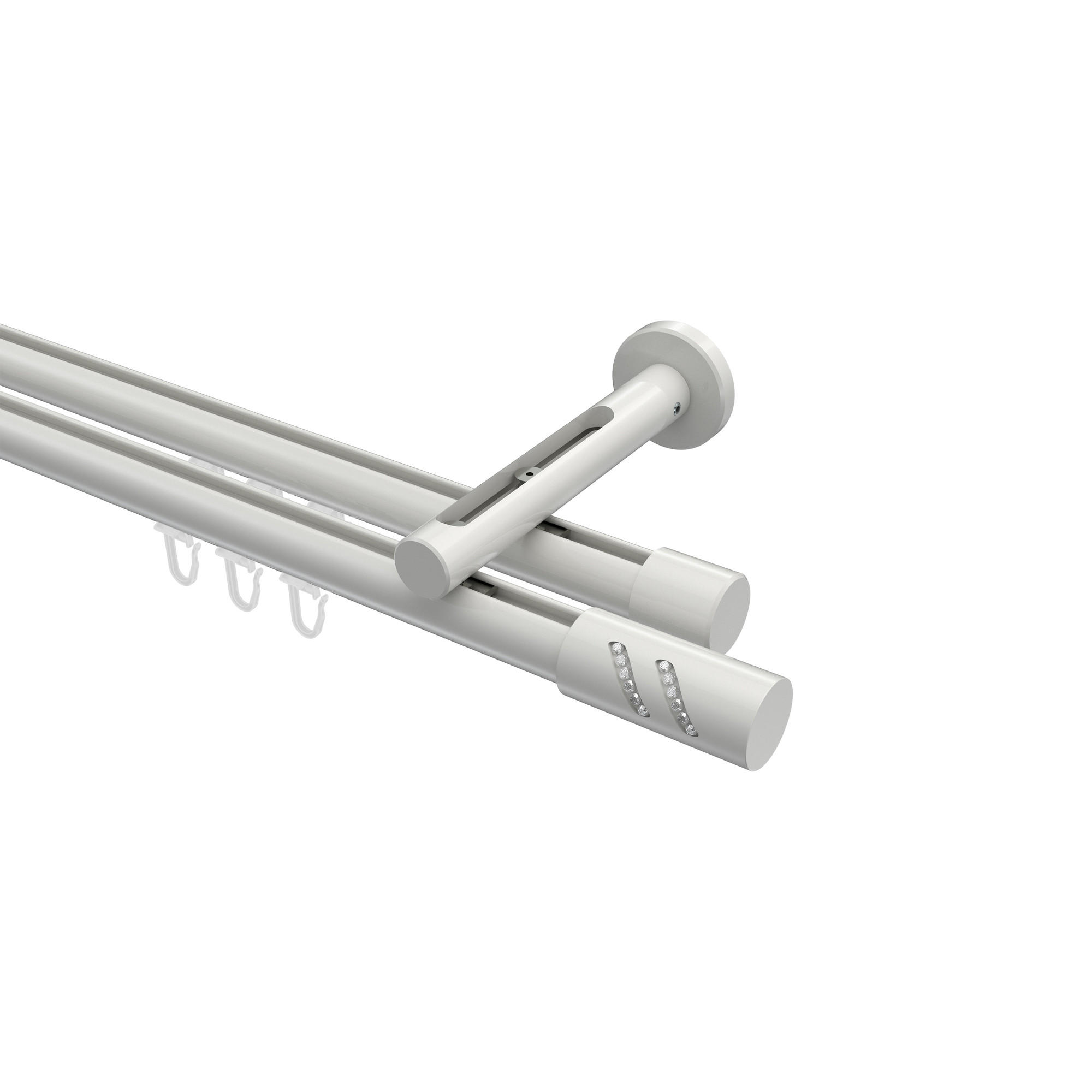 INNENLAUF-GARDINENSTANGEN-SET Siteno Zoena 180 cm, 2-läufig, 20 mm Ø Weiß - Weiß, Metall (180cm) - INTERDECO