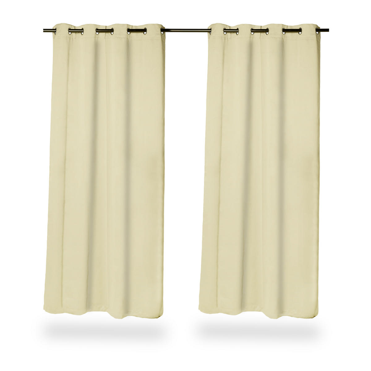 2XVORHANG - Beige, Textil/Metall (135/245/0.4cm) - Relaxdays
