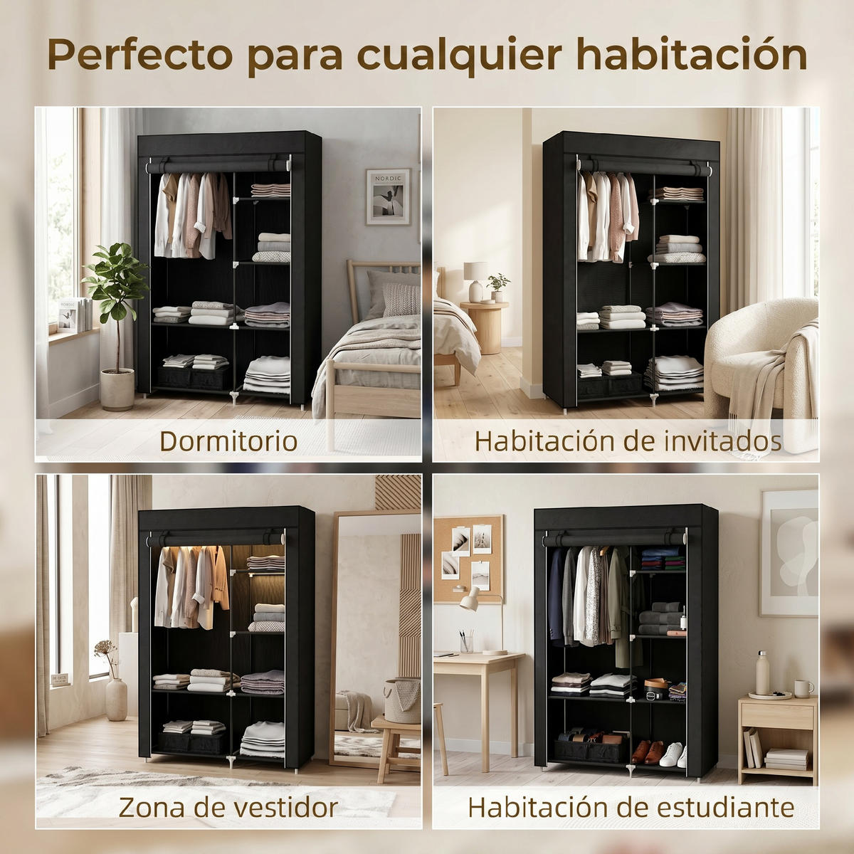 STOFFSCHRANK Schwarz 1 Stück - Schwarz, Holzwerkstoff (103/162.5/43cm) - GiPP