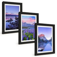 BILDER SET 3er Set - 20x30 cm Schwarzer Rahmen - Berglandschaften mit Wasser und Himmel - Schwarz, Kunststoff (20/30cm) - TULUP