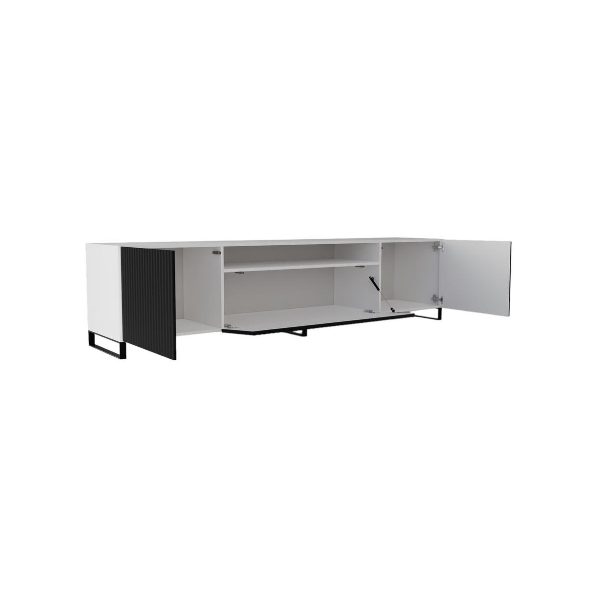 TV-SCHRANK Noe III 200 cm, dreitürig, weiß, schwarz - Schwarz/Weiß, Kunststoff (200/53/41cm) - Margaret Hadas24