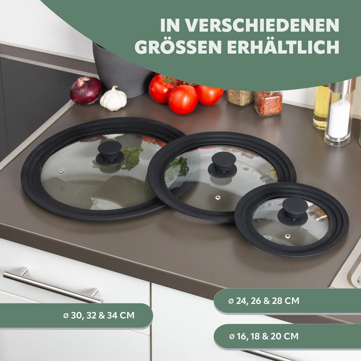 UNIVERSAL-GLASDECKEL, schwarz - Schwarz, Glas (28/28/5.5cm) - bremermann