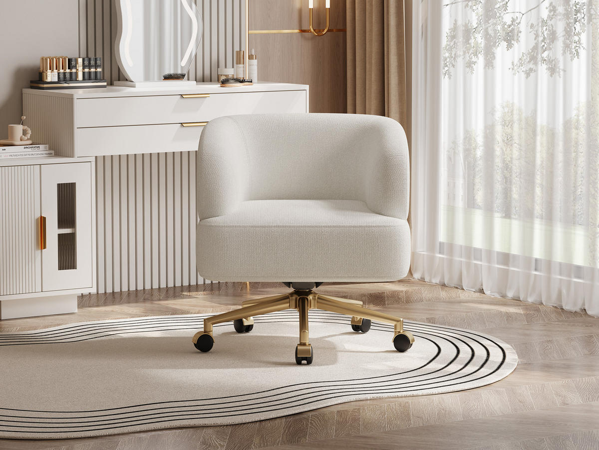 DREHSTUHL Chenille mit 360°-Drehung, Rollen 71/60/71 cm Beige - Beige, Textil (60/71/71cm) - Redom