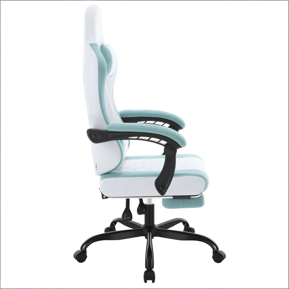 GAMINGSTUHL Blau/Weiß 70/70/127 cm - Blau, Metall (70/127/70cm) - PANGIVO