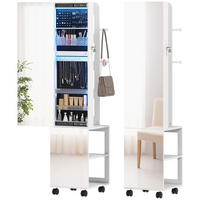 STANDSPIEGEL DE-18889 360° drehbar, LED, 165,5 cm Weiß - Schwarz, Holzwerkstoff (40/165.5/37cm) - ComfortXL