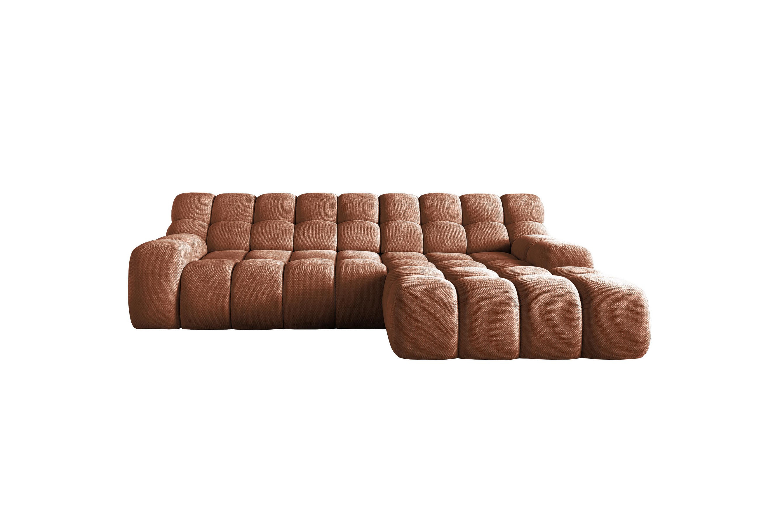ECKSOFA CAMPILE mit elektrisch verschiebbarem Sitz, Orange, Rechts - Bronzefarben, Holz/Textil (288/119cm) - DomoHome