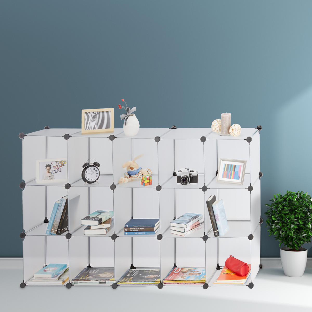 STECKREGAL - Weiß, Kunststoff/Metall (96/156/32cm) - Relaxdays