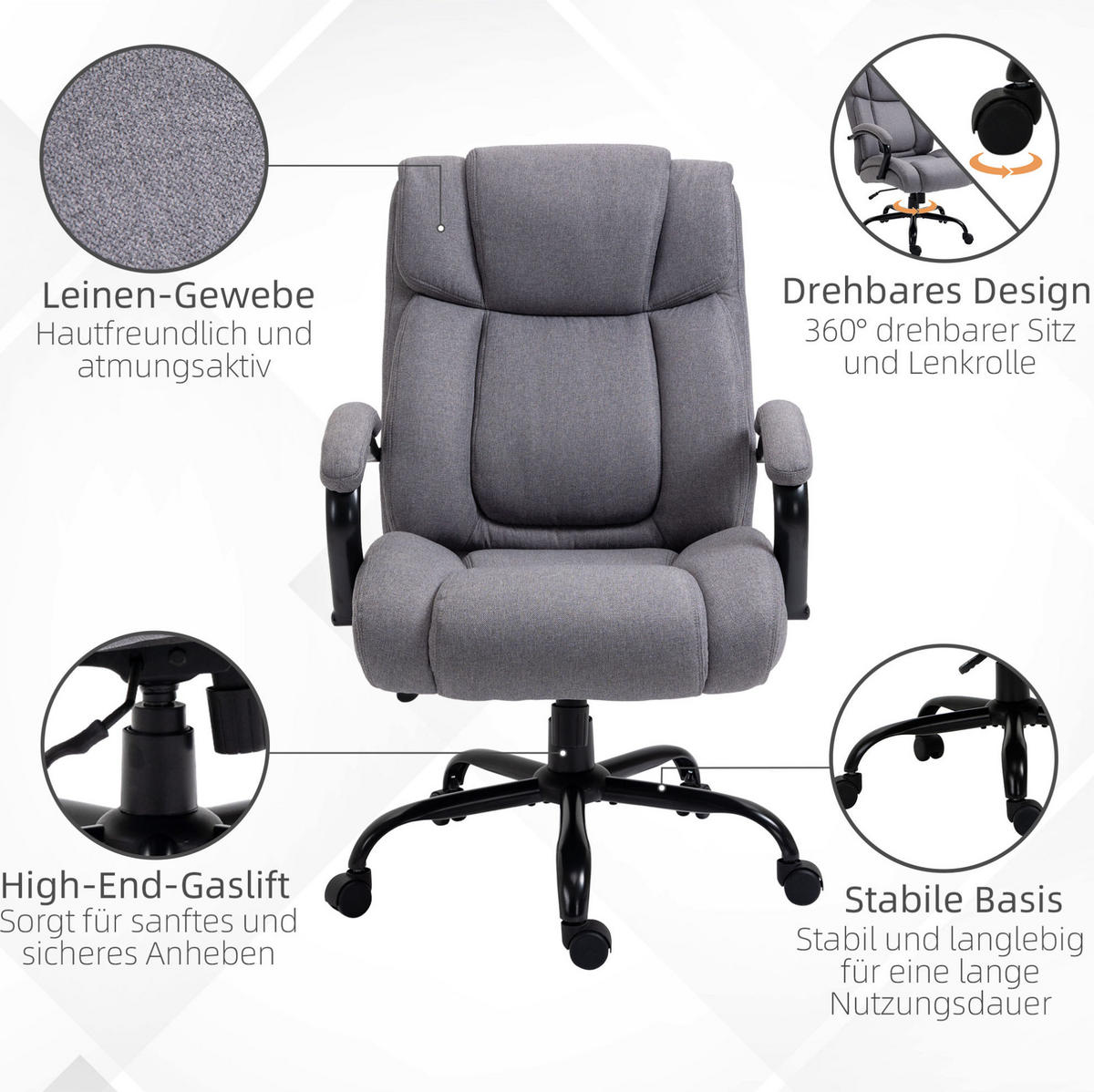 DREHSTUHL 83/72,5/110-118 cm hellgrau aus Schaumstoff höhenverstellbar mit Wippfunktion - Hellgrau, Kunststoff (83/118/72.5cm) - OKWISH