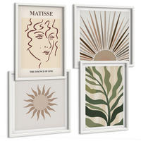 BILDER SET 4er Set - 50x50 cm & 40x60 cm Weißer Rahmen - Abstrakte Pflanzenmuster - Weiß, Kunststoff (50/50cm) - TULUP