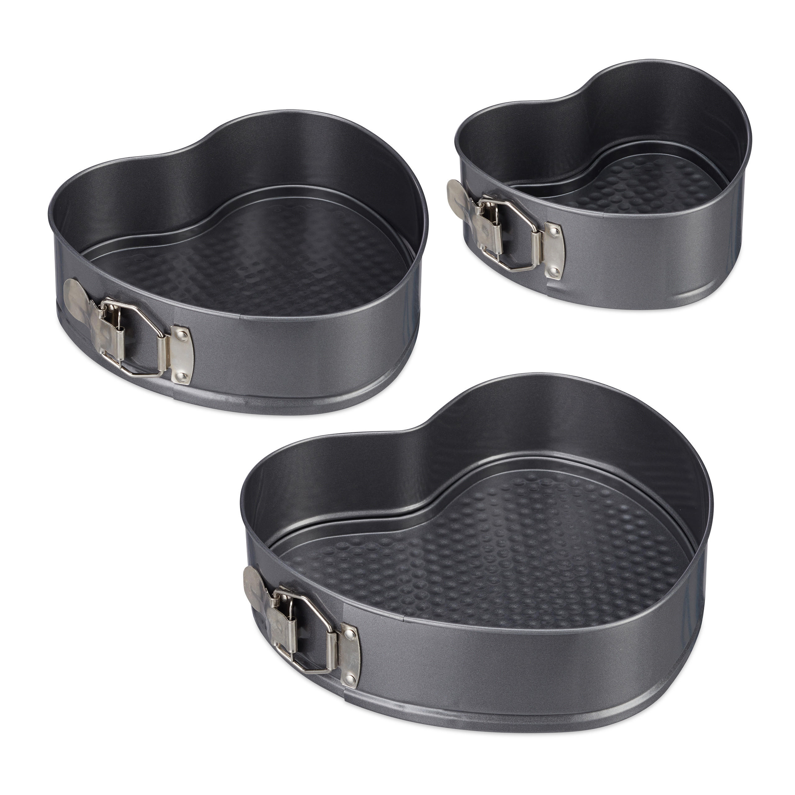 3XHERZBACKFORM - Anthrazit, Metall (25/7/23.5cm) - Relaxdays