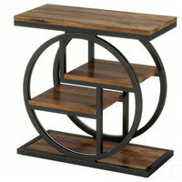 BEISTELLTISCH schmal Holz Sofa Tisch Ablagefächer 60/60/30 cm - Braun, Metall (30/60/60cm) - Kaket