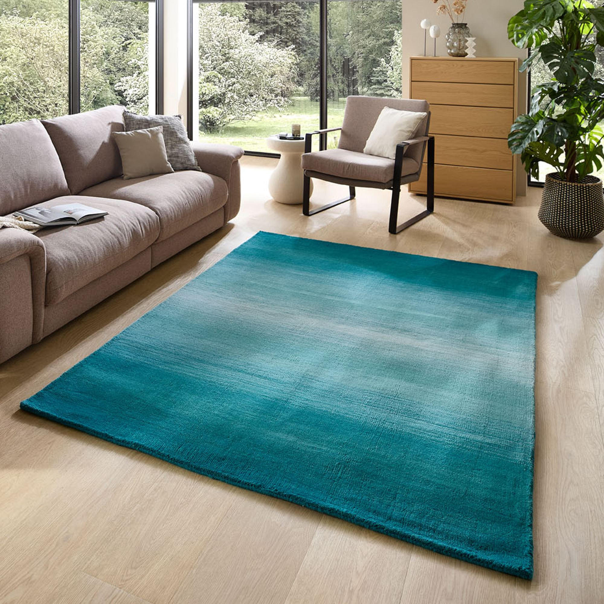 TUFTTEPPICH Wool Comfort 160x230 cm - Türkis, Textil (160/230cm) - THEKO