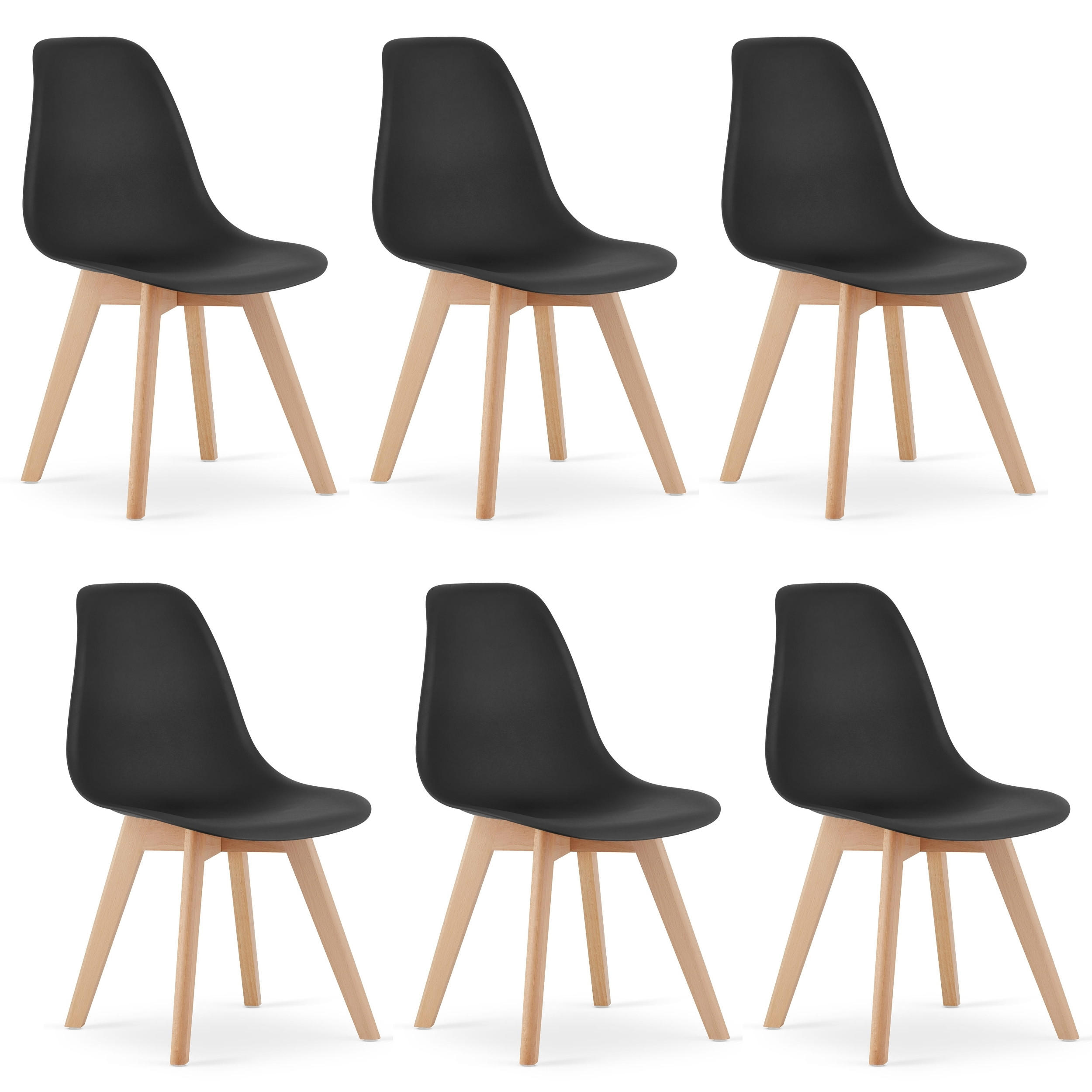 STUHL ATRI 6-er Set, Schwarz Hölzerne Buchenbeine - Schwarz, Holz/Textil (46/80/55cm) - Komodee