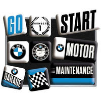 MAGNETSET 9-teilig BMW Motor - Multicolor, Metall (9/7/2cm) - Nostalgic-Art