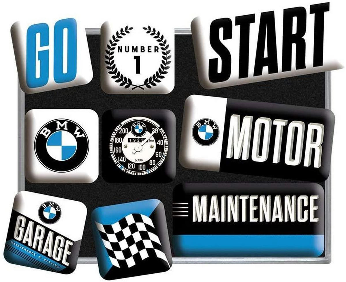 MAGNETSET 9-teilig BMW Motor - Multicolor, Metall (9/7/2cm) - Nostalgic-Art