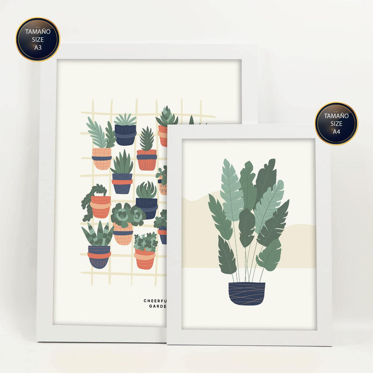 POSTER Set Mit 6 Minimalistischen In Pastellfarben Wüstenpflanzen Drucke Von Landschaften Und Natur Für Innenarchitektur A3 & A4 Weißer Rahmen - Weiß, Papier (29/3cm) - Nacnic