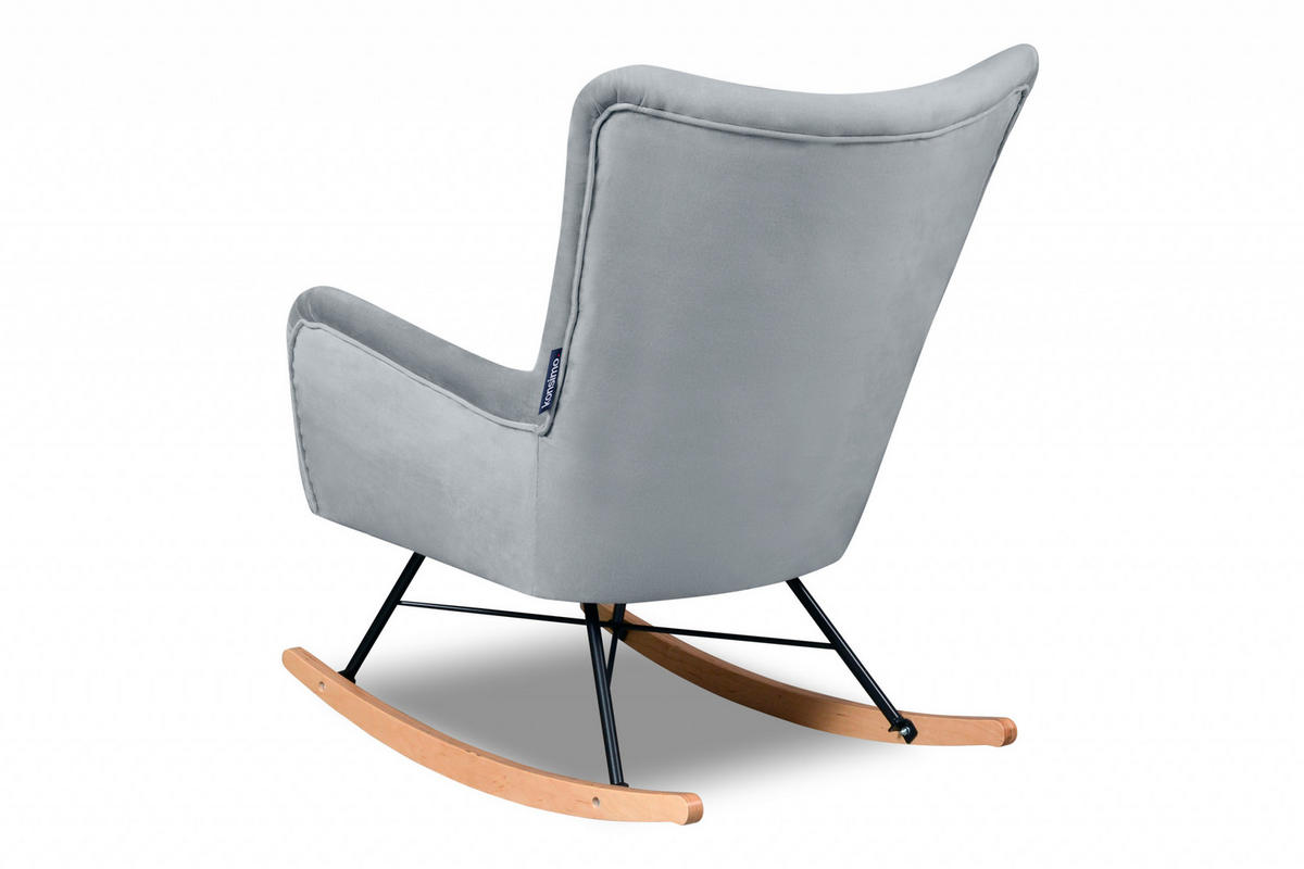 SCHAUKELSESSEL ADDUCTI pflegeleichter Veloursstoff, Marineblau - Blau/Eichefarben, Holz/Textil (75/94/112cm) - KONSIMO®