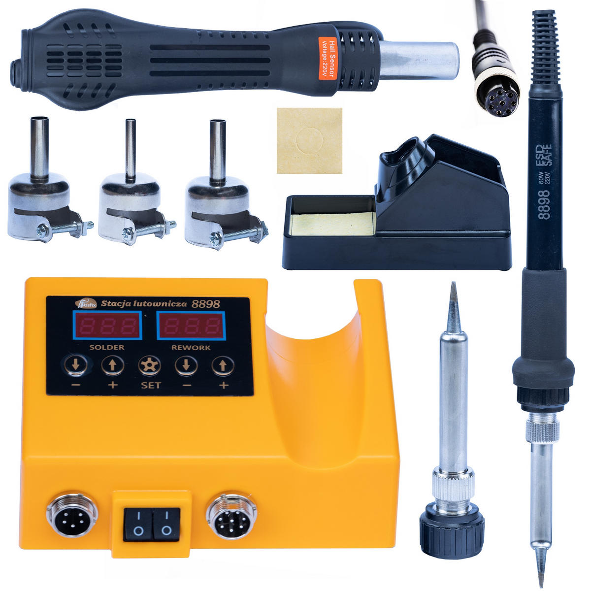 LÖTKOLBEN OH660 2-in-1 Set - 660 W, Hot-Air 100-500 °C, Lötkolben 60 W, PID, 22 mm Düse - Multicolor, Kunststoff/Metall (10/10/10cm)