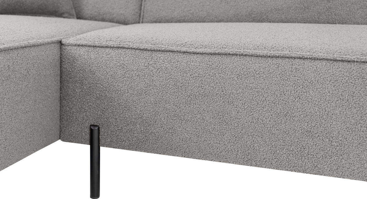 ECKSOFA Hana Loft 3-Sitzer Ecke Links, Boucle, Hellgrau 241/80/168 cm - Hellgrau/Schwarz, Textil/Metall (241/168cm) - WFL GROUP