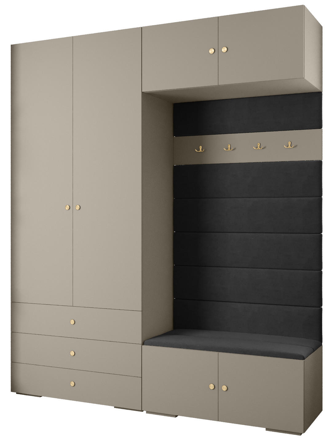 GARDEROBEN-SET 236,7/200/47 - Kaschmir/Goldfarben, Holz/Metall (200/236.7/47cm) - Abiks Möbel