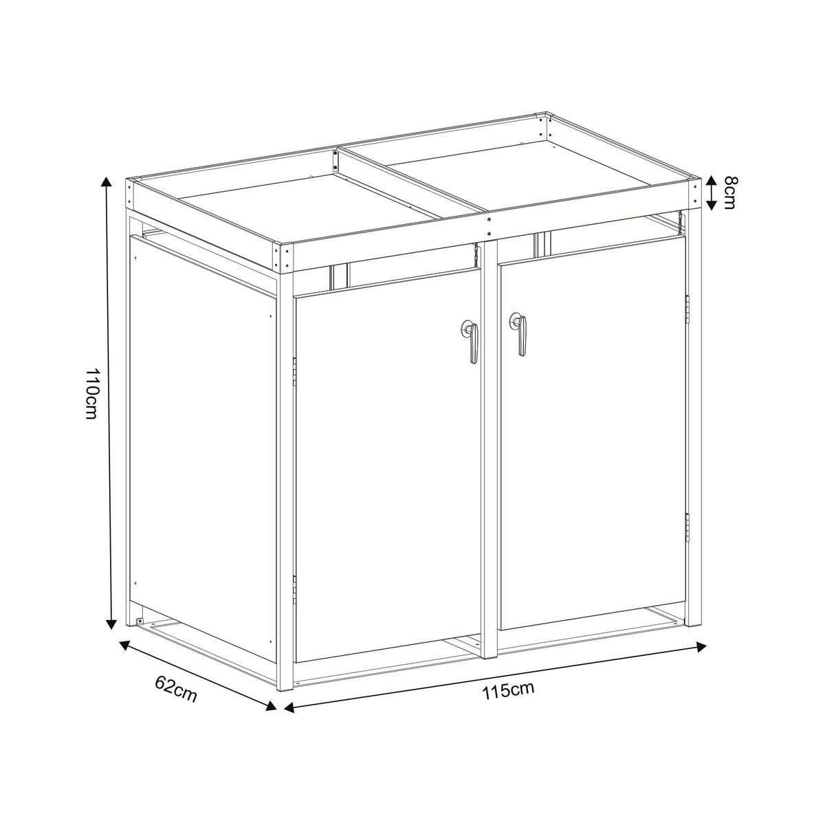 MÜLLTONNENBOX Valkeakoski - Anthrazit, Metall (115/110/62cm) - [en.casa]