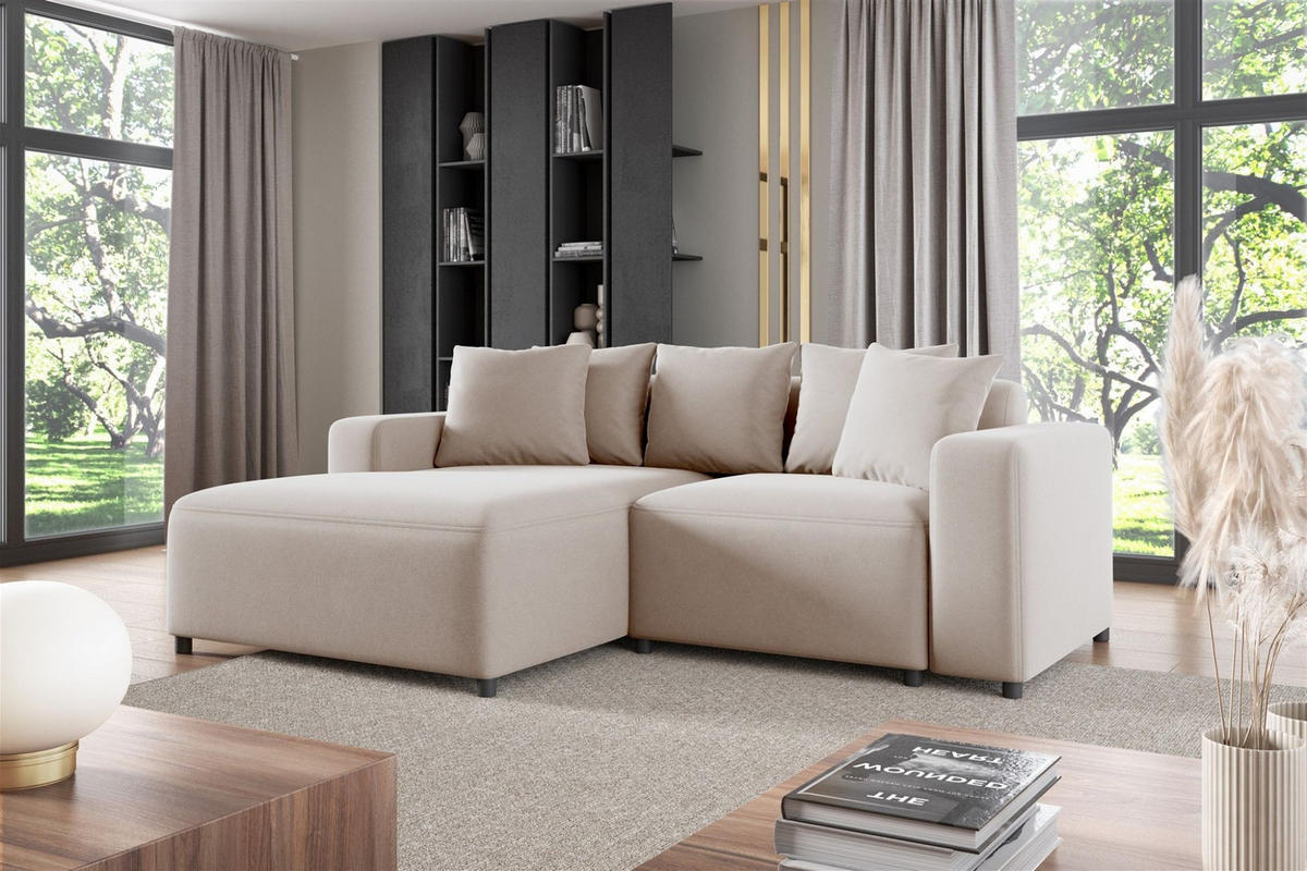 POLSTERHOCKER Megan In Salvador - Beige, Holzwerkstoff/Textil (100/45/91cm) - Fun Möbel