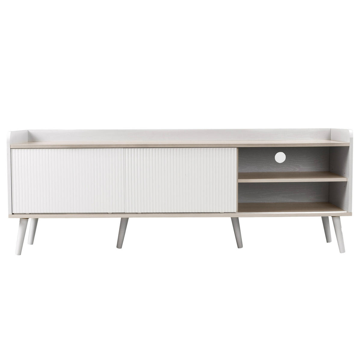 TV-ELEMENT mit 2 Schubladen und Schiebetüren 160 x 40 x 58 cm Weiß/Holzoptik - Weiß, Holzwerkstoff (40/58/160cm) - Beauniv
