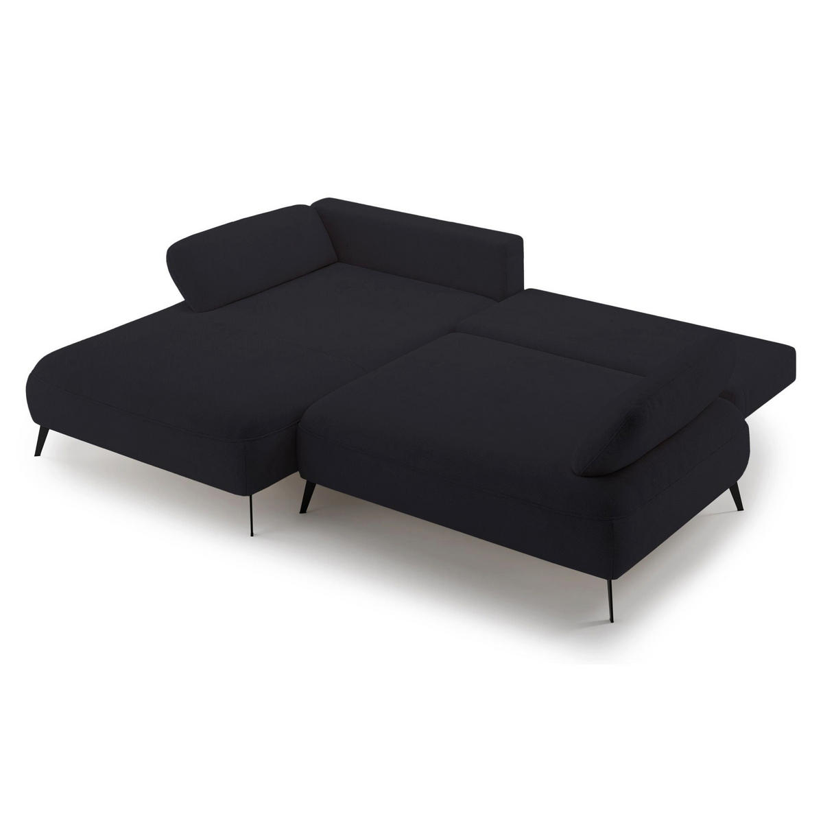 ECKSOFA Avolla Anthrazit links - Schwarz, Textil/Metall (284/186cm) - Selsey