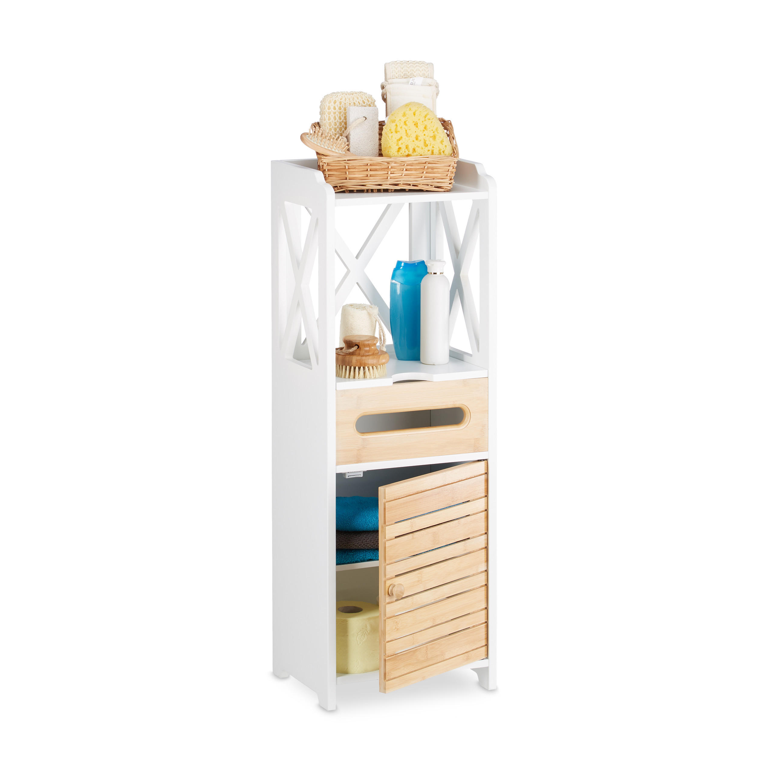 BEISTELLSCHRANK - Weiß, Holz/Holzwerkstoff (31.5/89/24.5cm) - Relaxdays