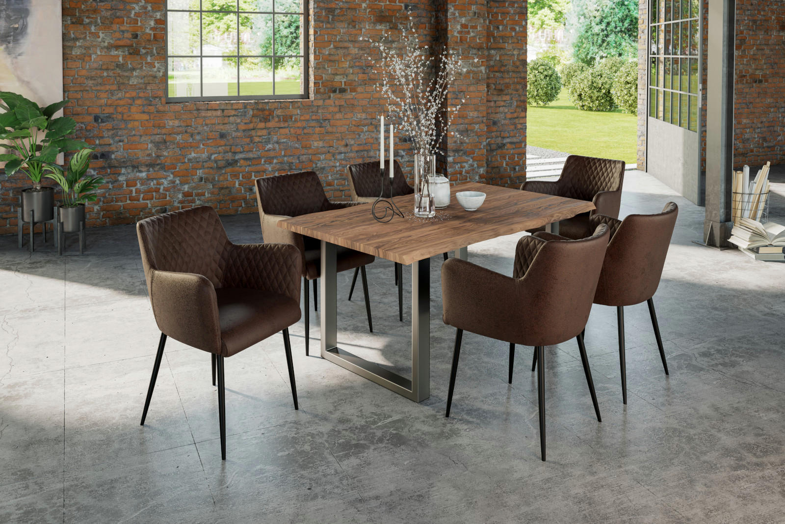 ESSTISCH LAUREN - Beige/Silberfarben, Holz/Metall (90/180/77cm) - SAM