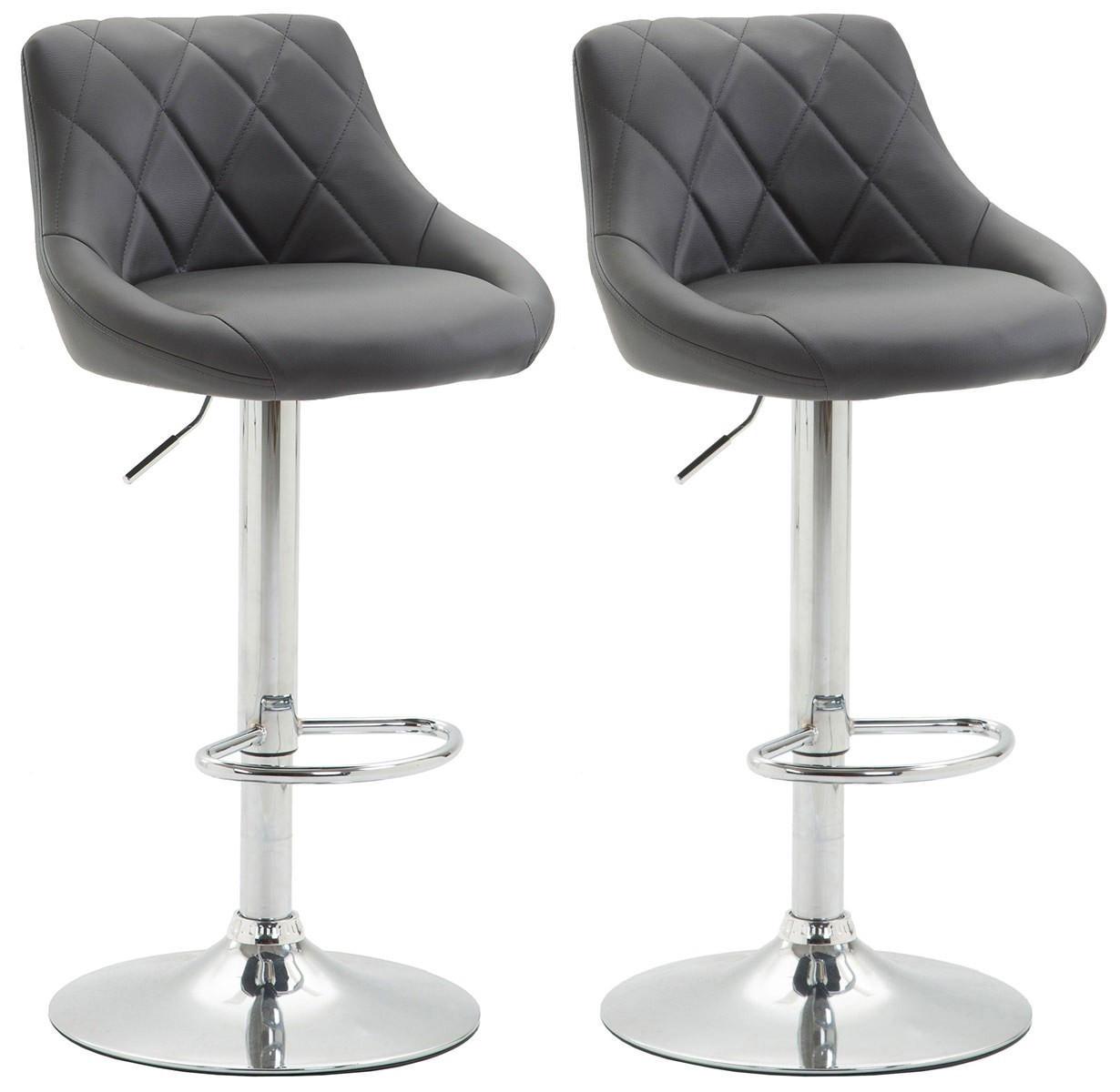 BARHOCKER Lazio 2er Set 83-104x46x49 cm Grau - Grau, Leder (46/83/49cm) - furnicato