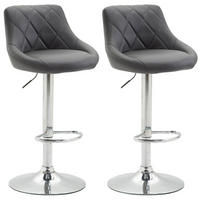 BARHOCKER Lazio 2er Set 83-104x46x49 cm Grau - Grau, Leder (46/83/49cm) - furnicato