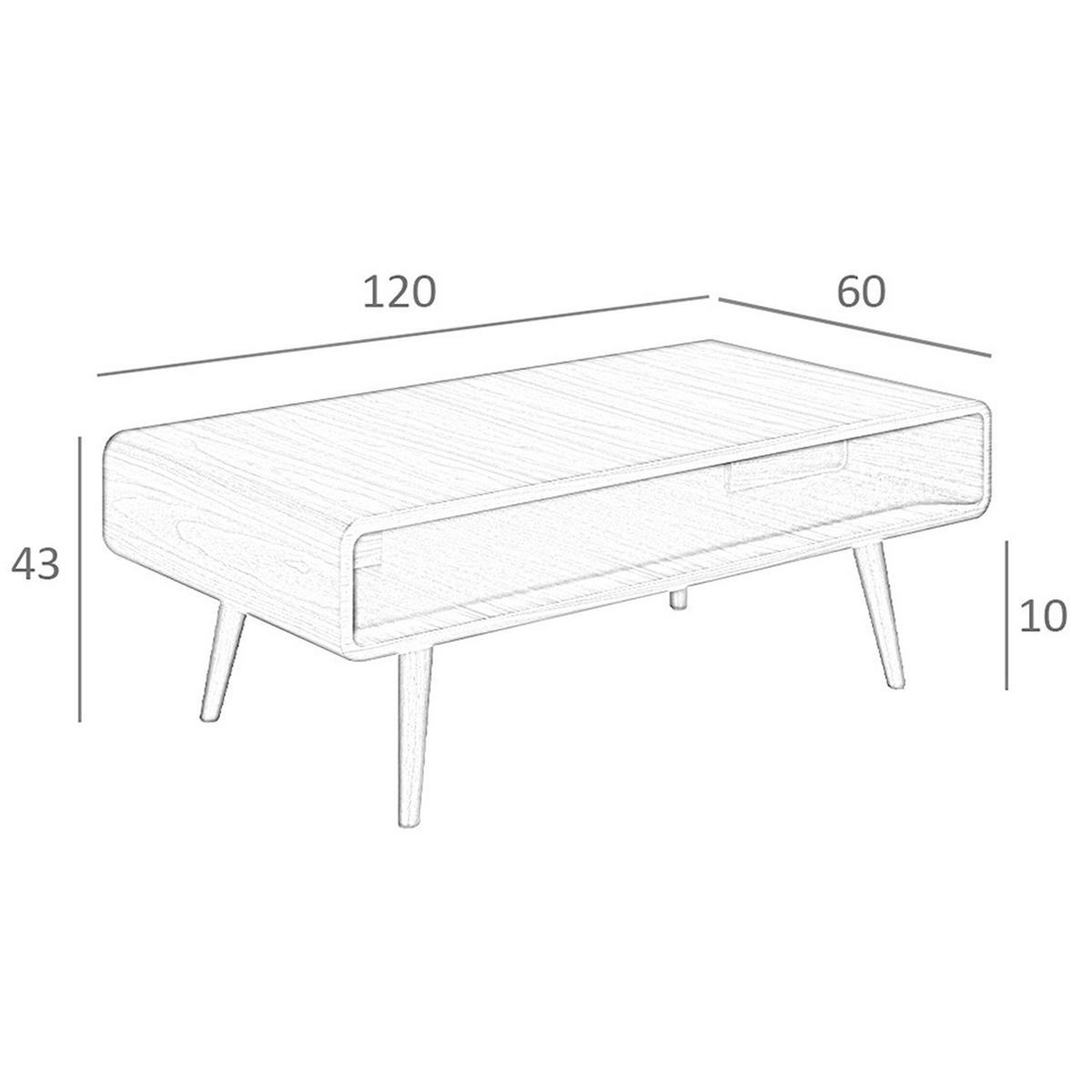 COUCHTISCH Rechteckiger Couchtisch aus Nussbaumholz 120/60/43 cm - Nussbaumfarben, Holz (60/120/43cm) - ANGEL CERDA