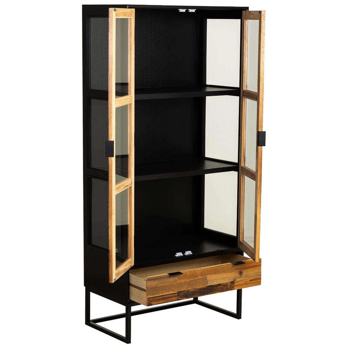 VITRINE aus Holz, schwarz, 72x41x159cm - Schwarz, Holzwerkstoff (72/158.5/40.5cm) - Wanderlust