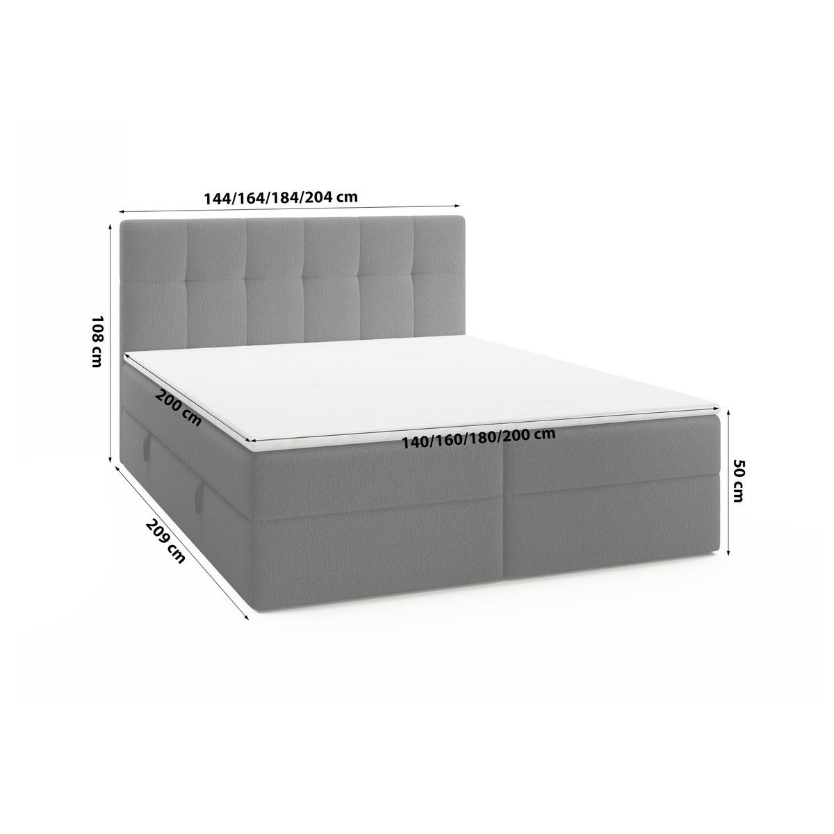 DOPPELBETT Oreno Royal 180x200 cm, Schwarz - Schwarz, Textil (180/200cm) - Fedve
