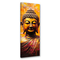 LEINWANDBILD, Buddha auf abstraktem Hintergrund 30x90cm - Gelb, Textil (30/90cm) - Feeby