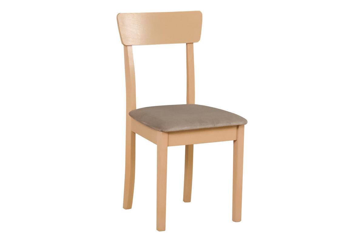 STUHL Hugo 1 (2er Set) - Beige/Sonoma Eiche, Holz (43/86/40cm) - Leaf Design