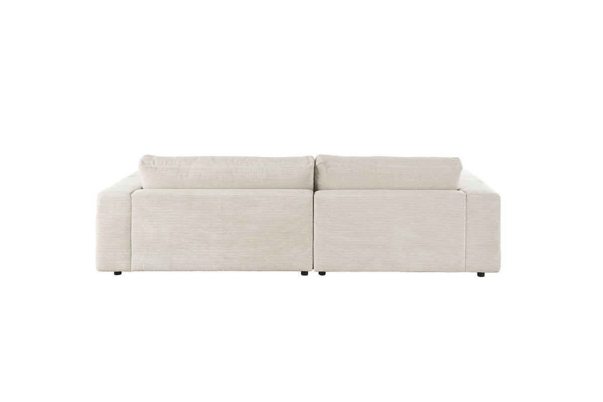 ECKSOFA MADELINE Cremeweiß Cord - Creme/Schwarz, Kunststoff/Textil (270/190cm) - KAWOLA