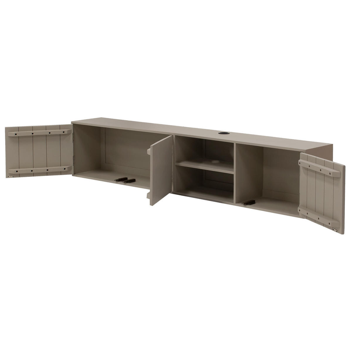 SCHWEBENDES TV-Möbel mit 3-Türen aus Mangoholz 200cm, taupe - Taupe, Holz (200/40/30cm) - Giga Meubel