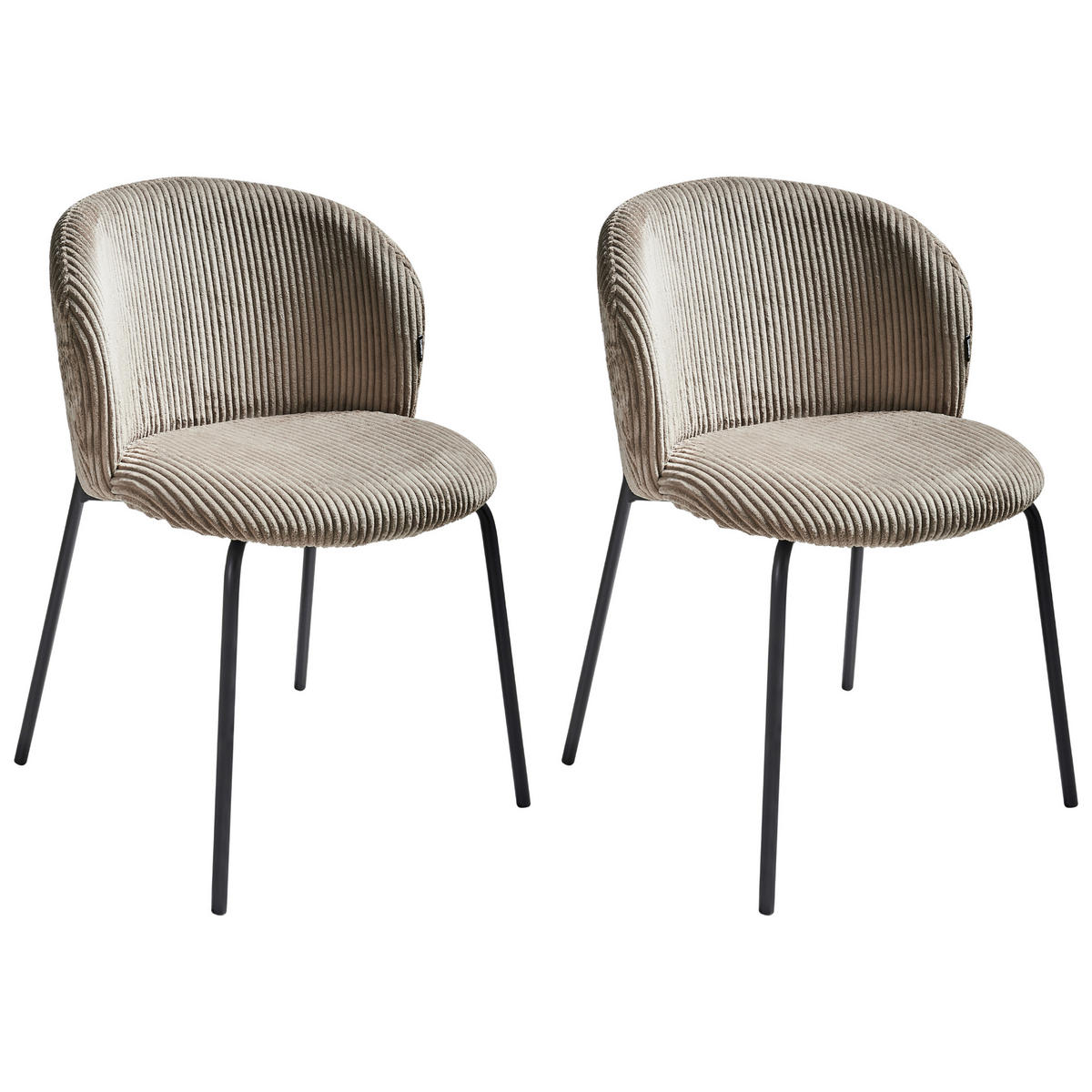 ESSZIMMERSTUHL 2er-Set Cord Taupe Miles - Taupe, Textil (53/83/55cm) - Beliani