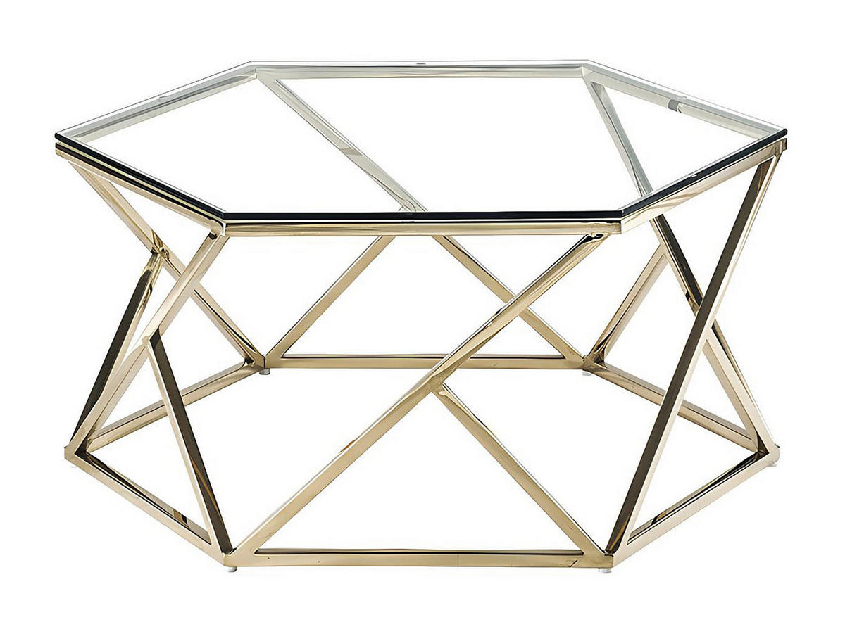 COUCHTISCH - Glas & Stahl - Goldfarben - KERIANE - Goldfarben, Glas (69.5/80/38.5cm) - Pascal Morabito