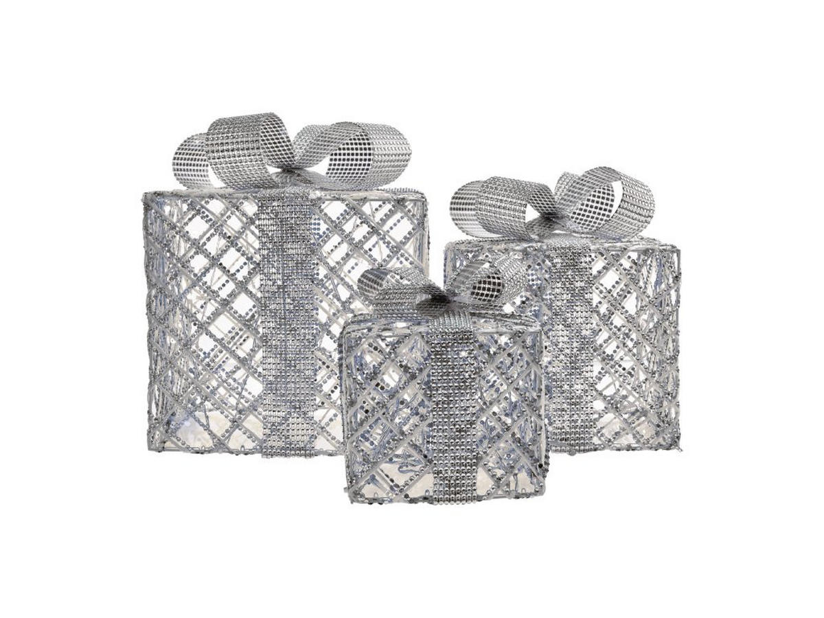 LED-LICHTDEKORATION GESCHENKE, silber, 72 LEDs, mit Timer - Weiß, Metall (35/35/1cm) - LAALU