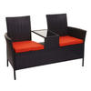 POLY-RATTAN SITZBANK MIT TISCH Schwarz, Orange - Schwarz/Orange, Kunststoff (132/84/55cm) - MCW