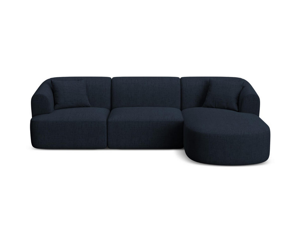 MODULARES-ECKSOFA rechts Campi aus strukturiertem Stoff königsblau 4 Sitzplätze - Dunkelblau, Textil (156/256cm) - Cosmopolitan Design
