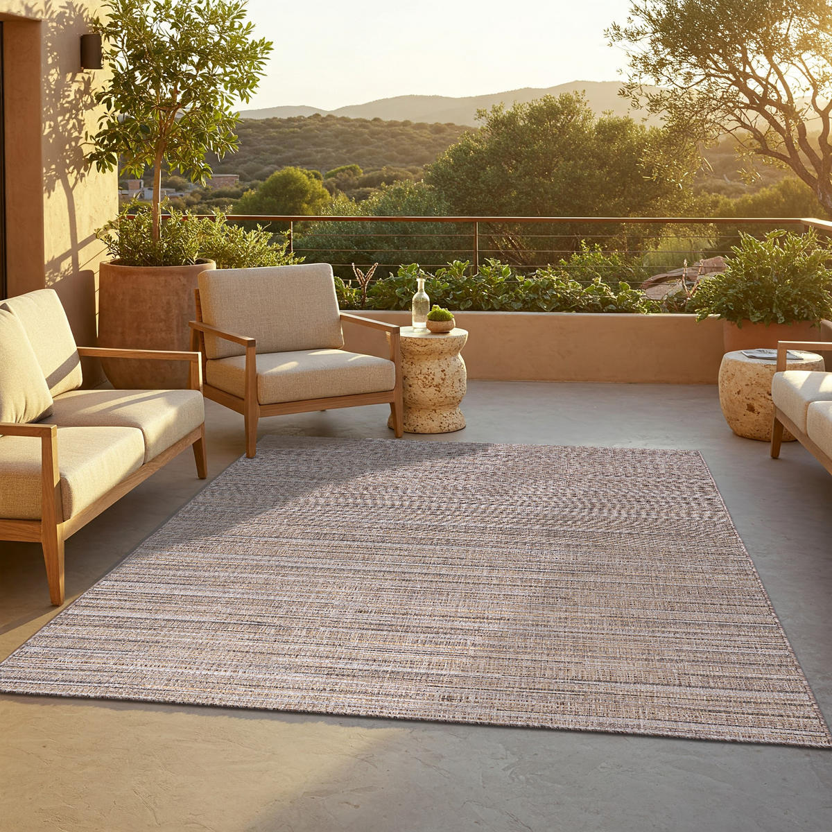 TEPPICH YUCANA Braun Outdoor Flachgewebe 80/150 cm - Braun, Textil (80/150cm) - Tapiso